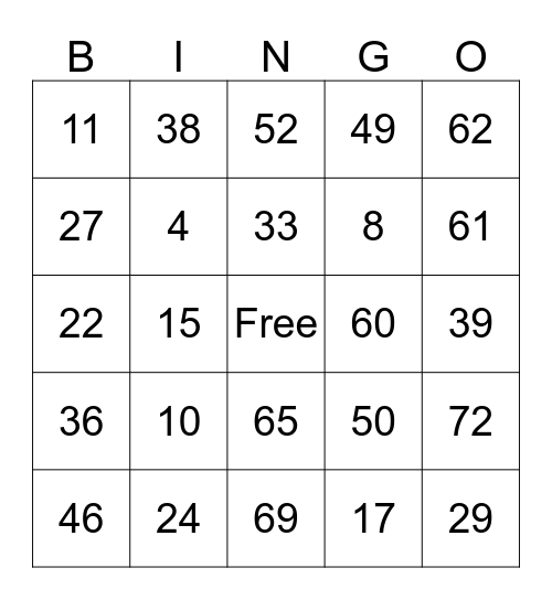 Thanksgiving Bingo Night Bingo Card