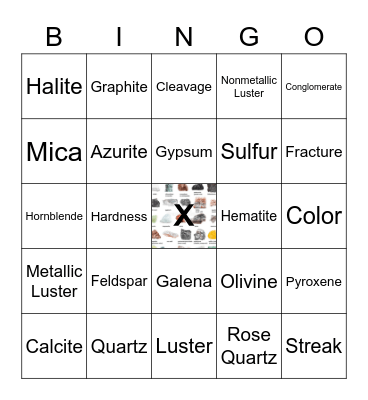 Mineral Identification Bingo Card