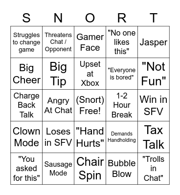 Rage-a-Thon Bingo Card
