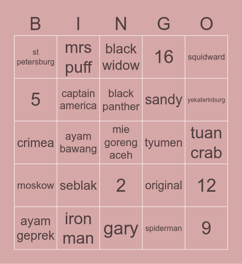 Bingo Card