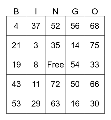 Thanksgiving Bingo Night Bingo Card