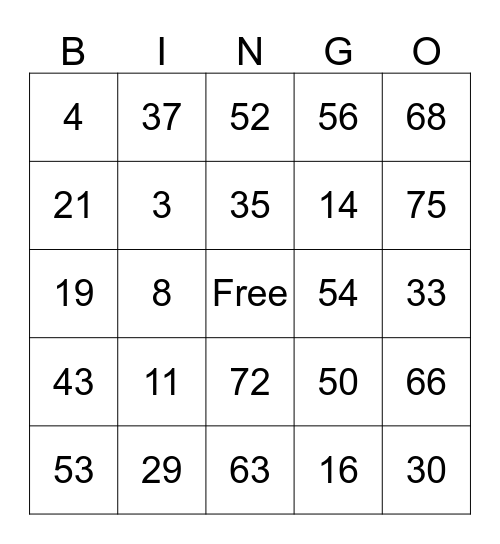 Thanksgiving Bingo Night Bingo Card