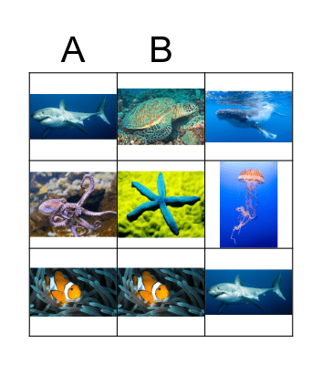 Sea Animals (Easy) Bingo Card