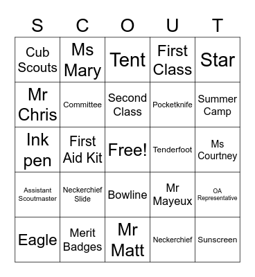 Troop 191 Bingo Card