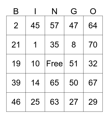 Thanksgiving Bingo Night Bingo Card