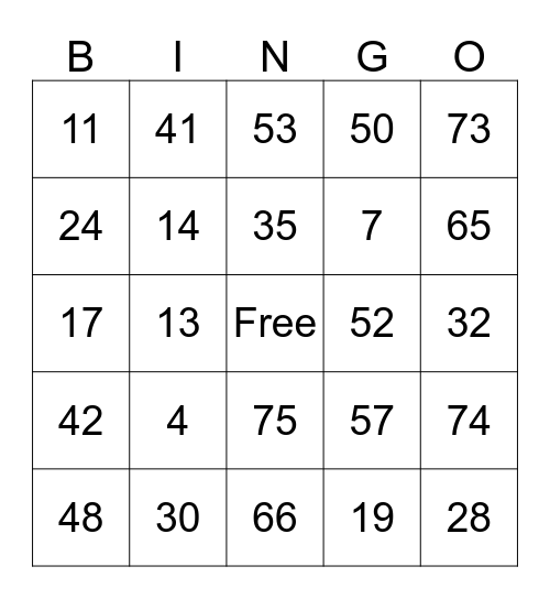 Thanksgiving Bingo Night Bingo Card