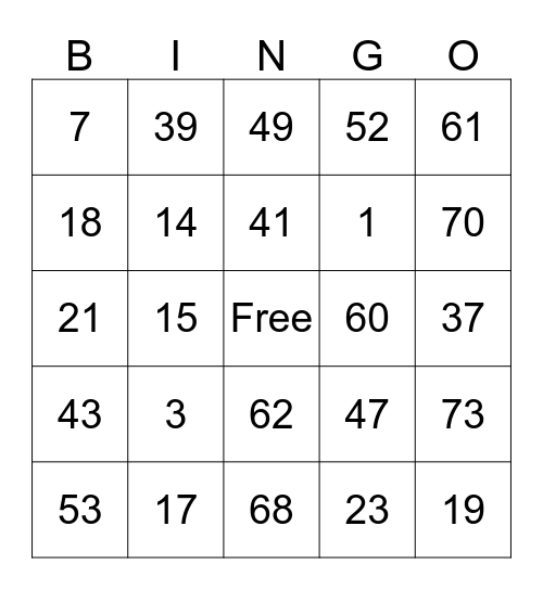 Thanksgiving Bingo Night Bingo Card