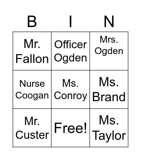 Untitled Bingo Card