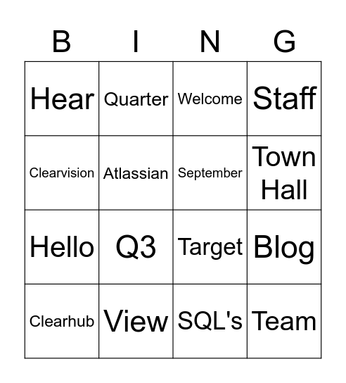 Clearvision Bingo Card