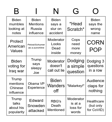 Debate Bingo Card