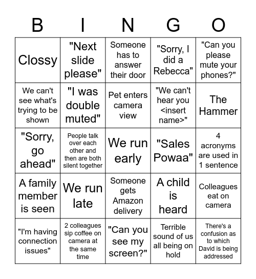 Webex Bingo Card