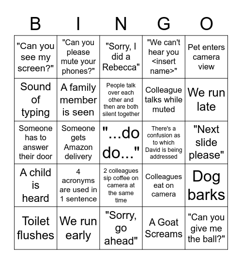 Webex Bingo! Bingo Card