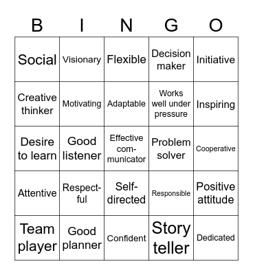 Work Maturity Skills Bingo Card