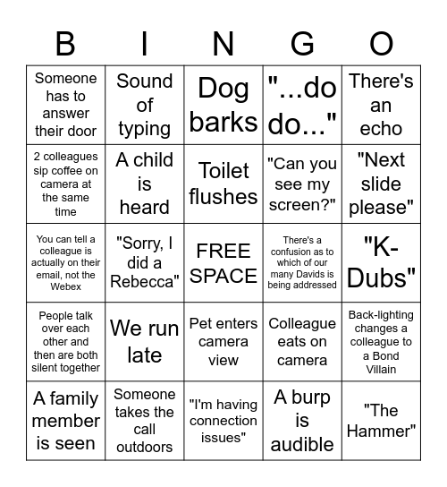 Webex Bingo Card