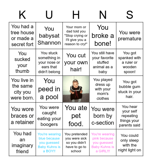 Baby Kuhns Bingo Card