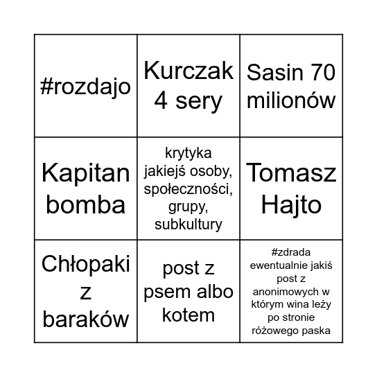 wykop Bingo Card