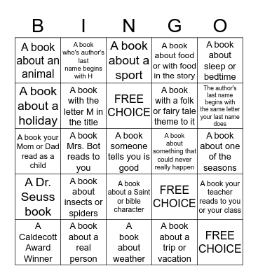 Reading BINGO Blackout Bingo Card