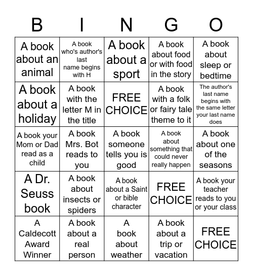 Reading BINGO Blackout Bingo Card