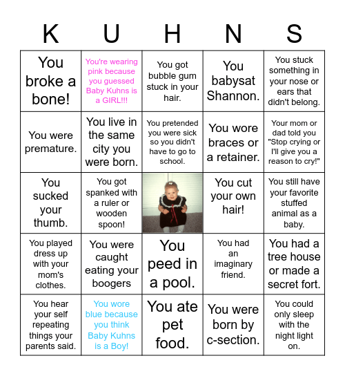 Baby Kuhns Bingo Card