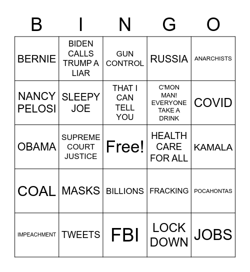 BABES PRESIDENTIAL DEBATE BINGO Card