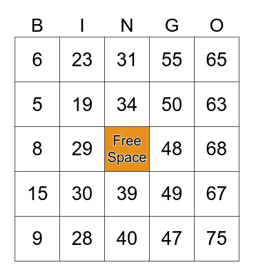 CEDARCROFT TV BINGO Card