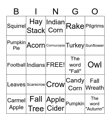 FALL FESTIVAL BINGO Card