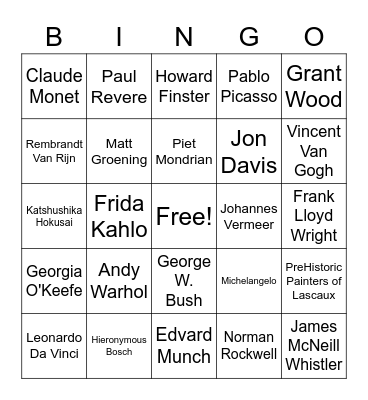 Art Bingo Card