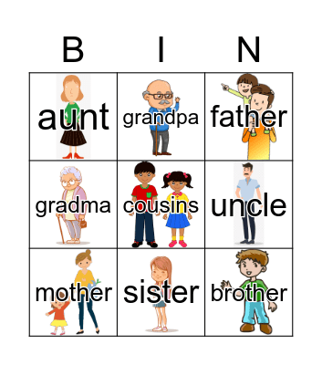 Family Members Bingo Card