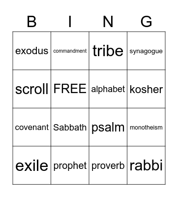 The Israelites Bingo Card