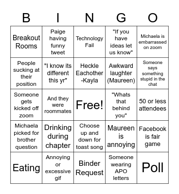 3 Letter Organization with Relatives Bingo Card