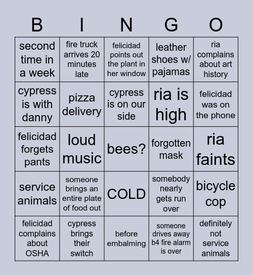 kennedy hall fire alarm bingo Card
