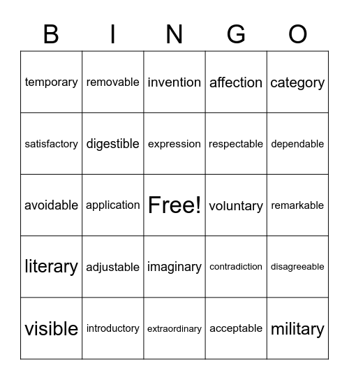 BK IRLA Bingo Card