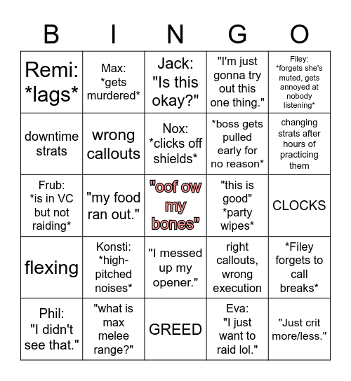 Snack Stack Prog Bingo Card