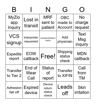 Customer Service Week 2020 Bingo Card