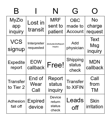 Customer Service Week 2020 Bingo Card