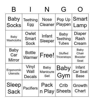 Registry Bingo Card