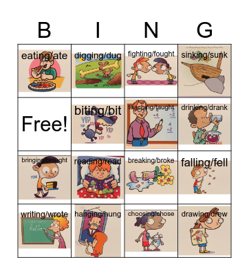 Irregular Past Tense Verbs Bingo Card
