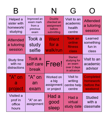 Academic Bingo Card