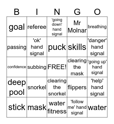Water World Bingo Card