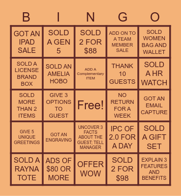 FOSSIL BINGO Card