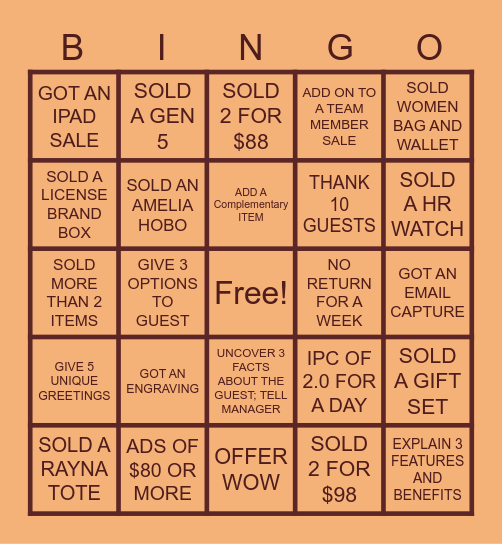 FOSSIL BINGO Card