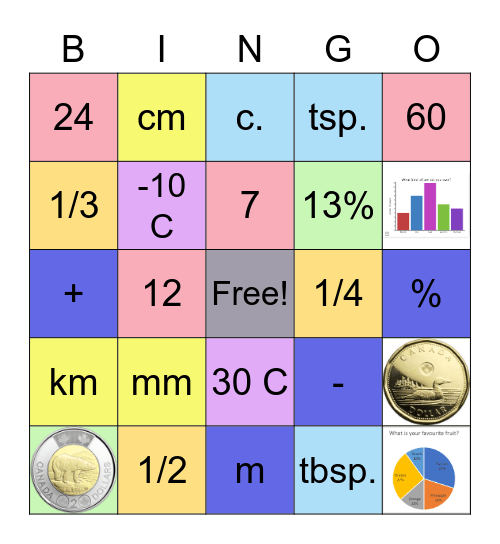 Everyday Math Bingo Card