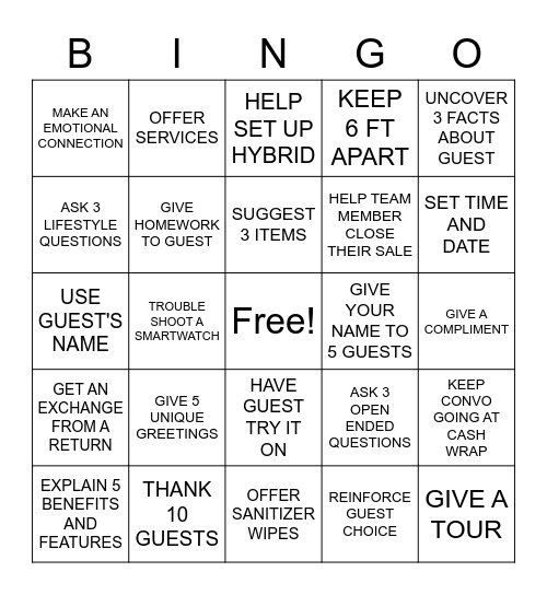 GUEST BINGO Card