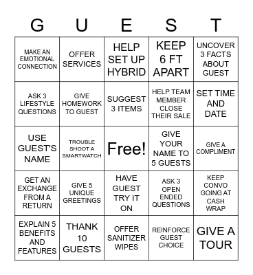 GUEST BINGO Card