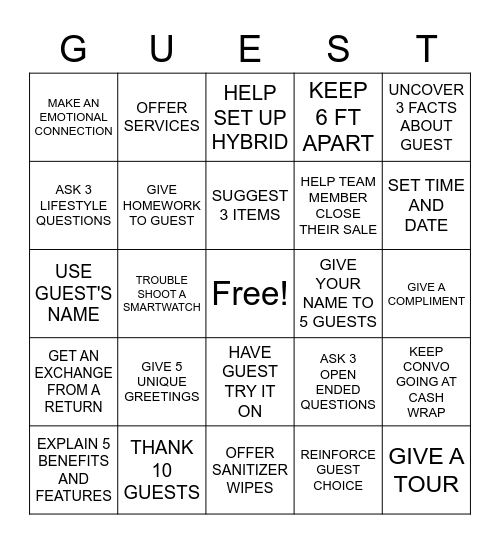 GUEST BINGO Card