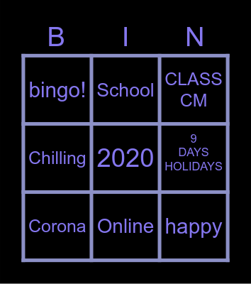 2020 Bingo Card