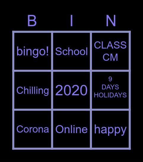 2020 Bingo Card