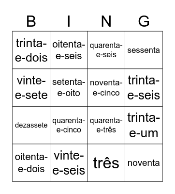 Números Bingo Card