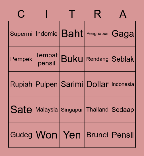 CITRA PUNYA. Bingo Card