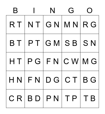 CVC WORDS Bingo Card